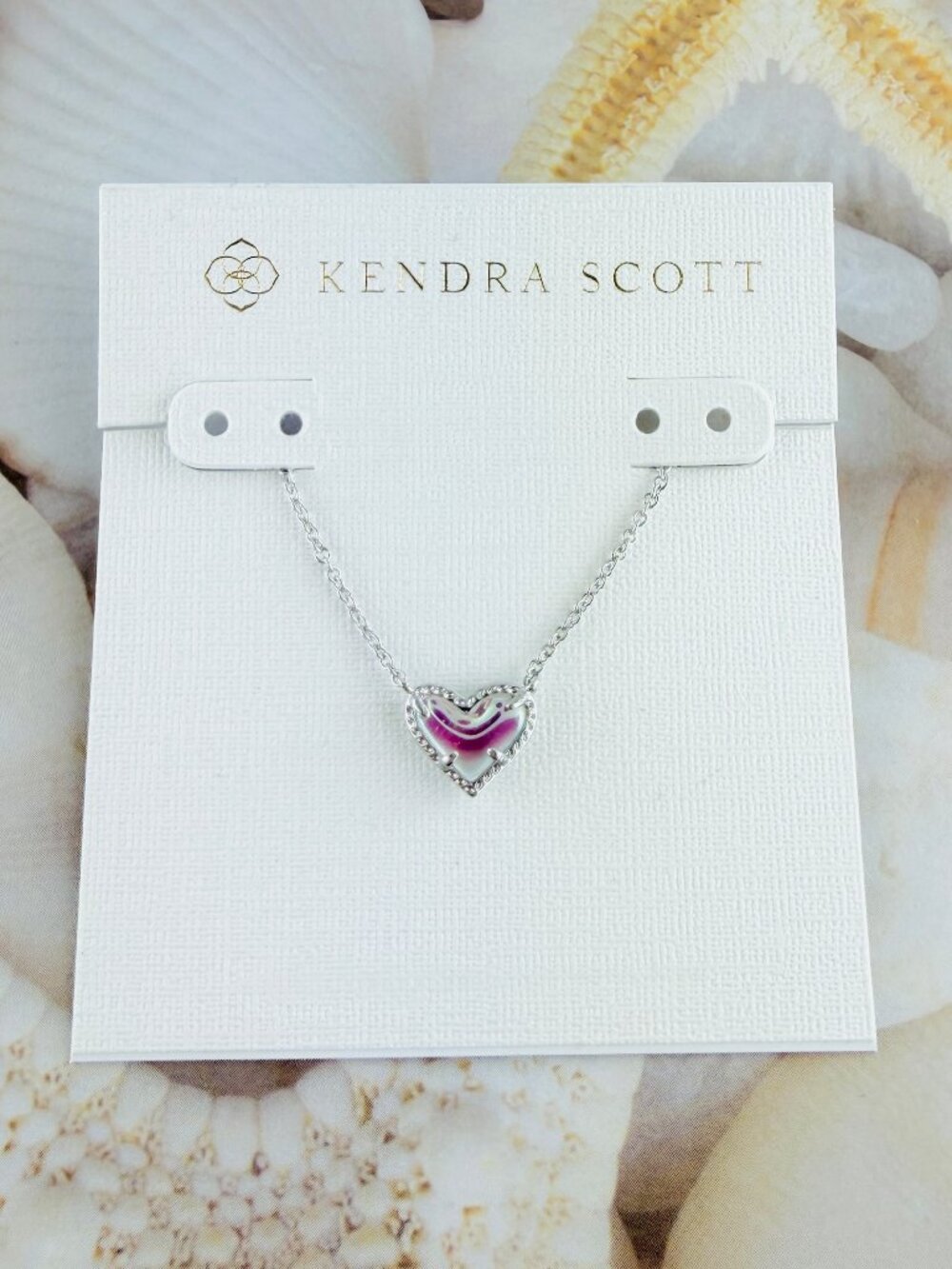 Kendra Scott Ari Heart Small Dichroic Glasd Silver necklace.